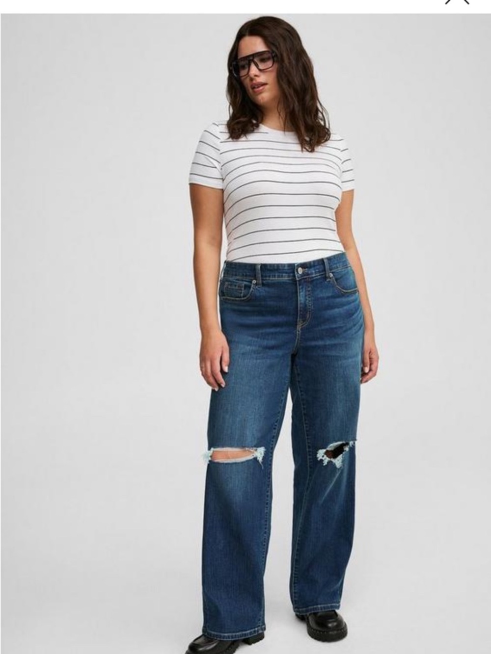 Dark Blue Wide-Leg Vintage Stretch Jeans